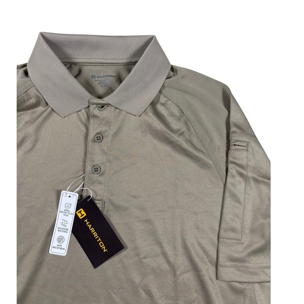 Harriton M211 Tactical Performance Polo Shirt Desert Khaki Tan Mens Large NWT